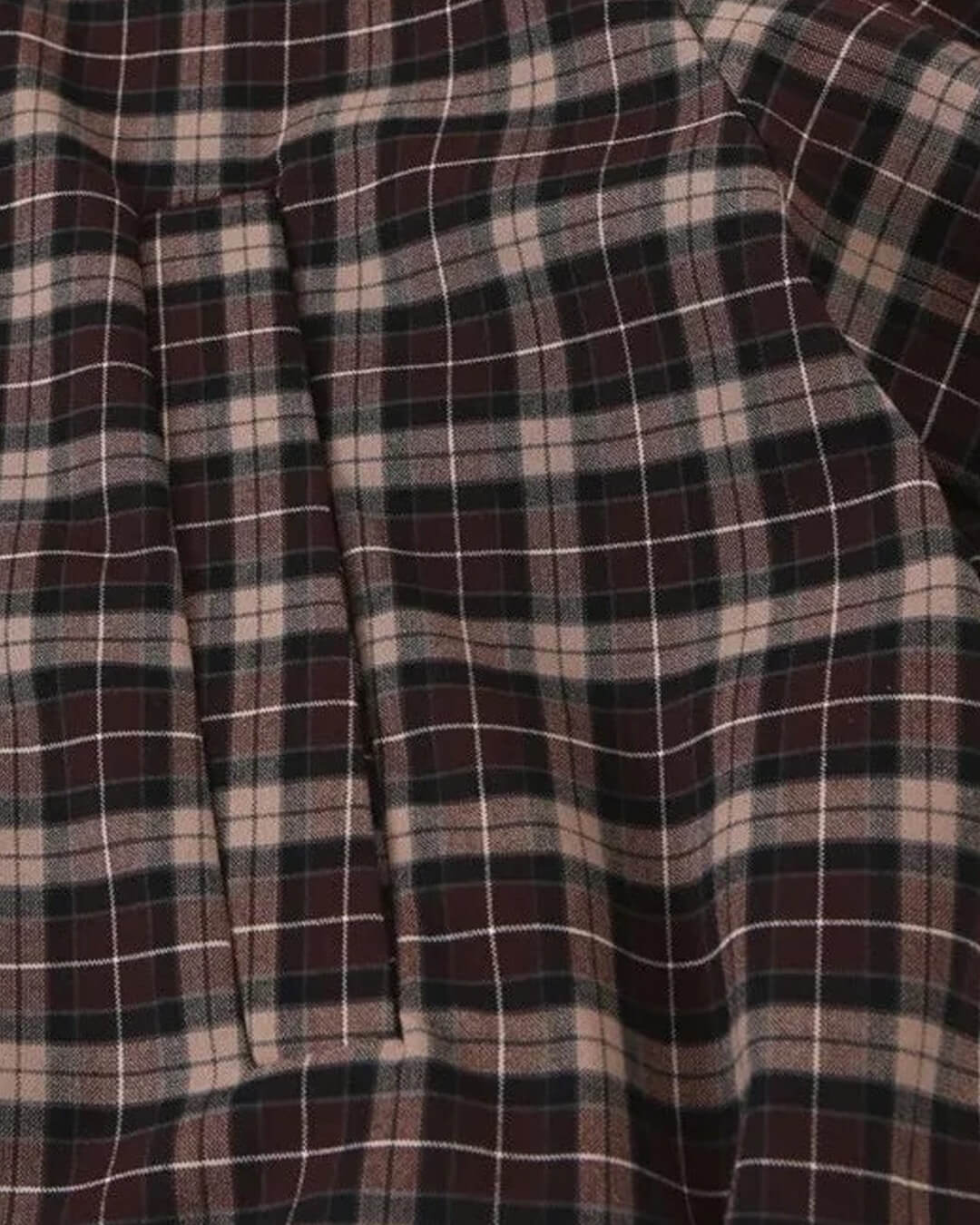 Dagny Check High-Collar Zip Coat in brown check – detail