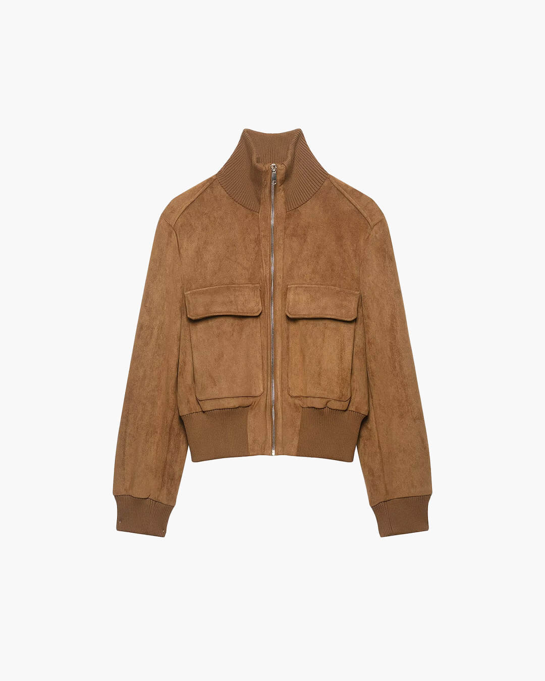 Elin Cropped Bomber Jacket in tan – product shot