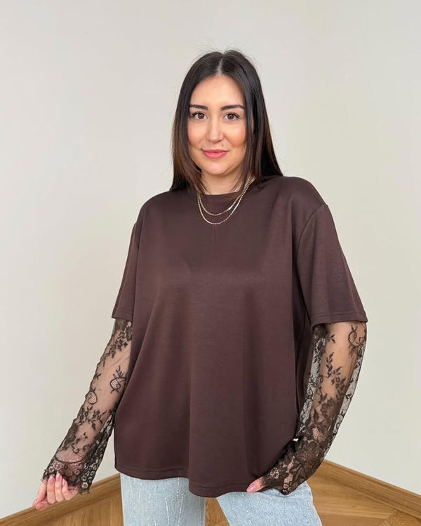 Adaora Lace Splice Long Sleeve Tee