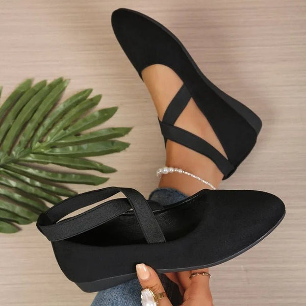 Afra Pointed Toe Cross-Strap Ballet Flats