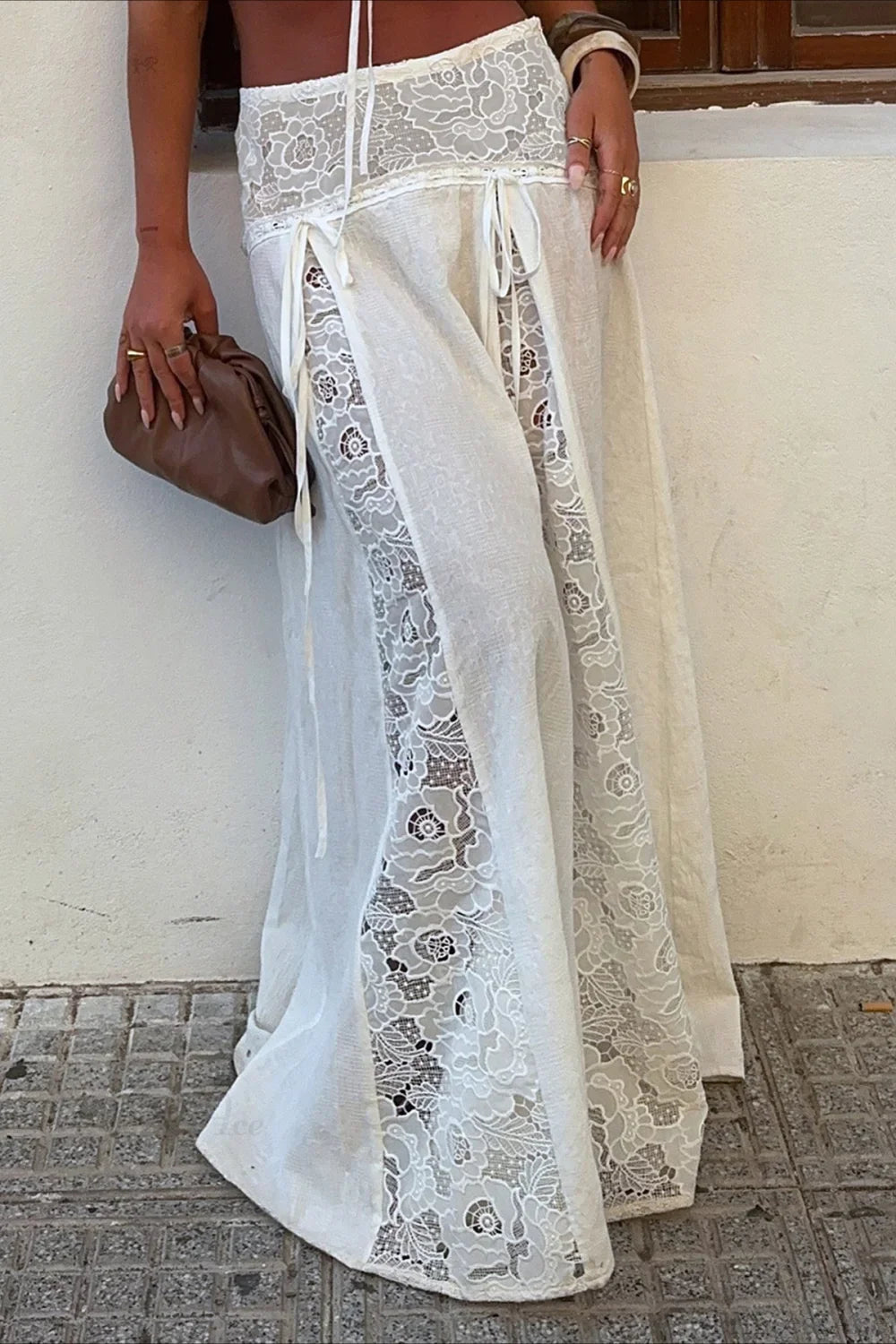 Μάξι φούστα Afsana σε boho στιλ με δαντέλα και patchwork