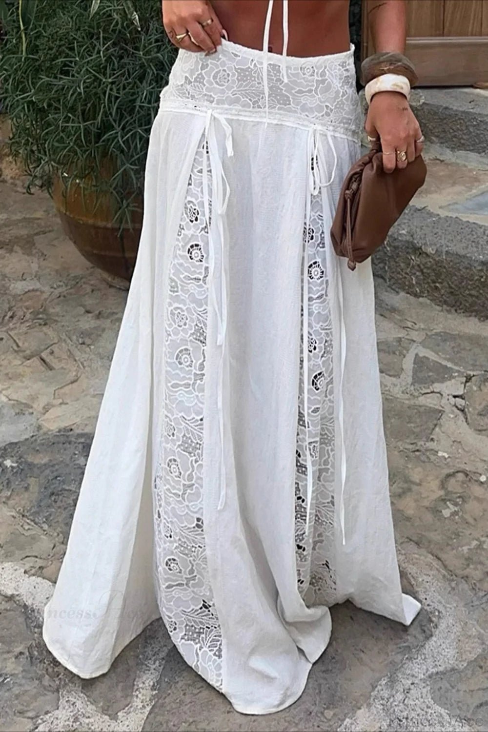 Μάξι φούστα Afsana σε boho στιλ με δαντέλα και patchwork