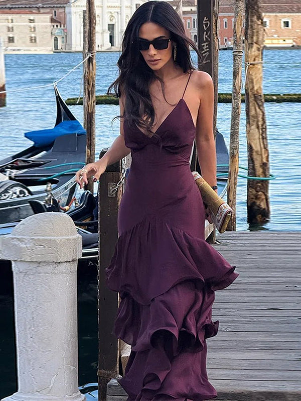 Aisley Ruffled Slip Dress