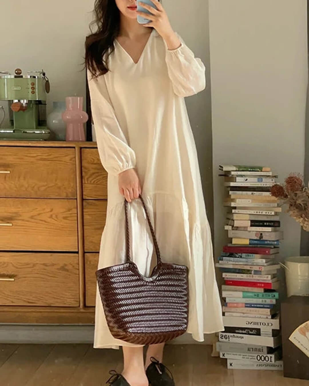 Alba Woven Tote Bag in Coffee