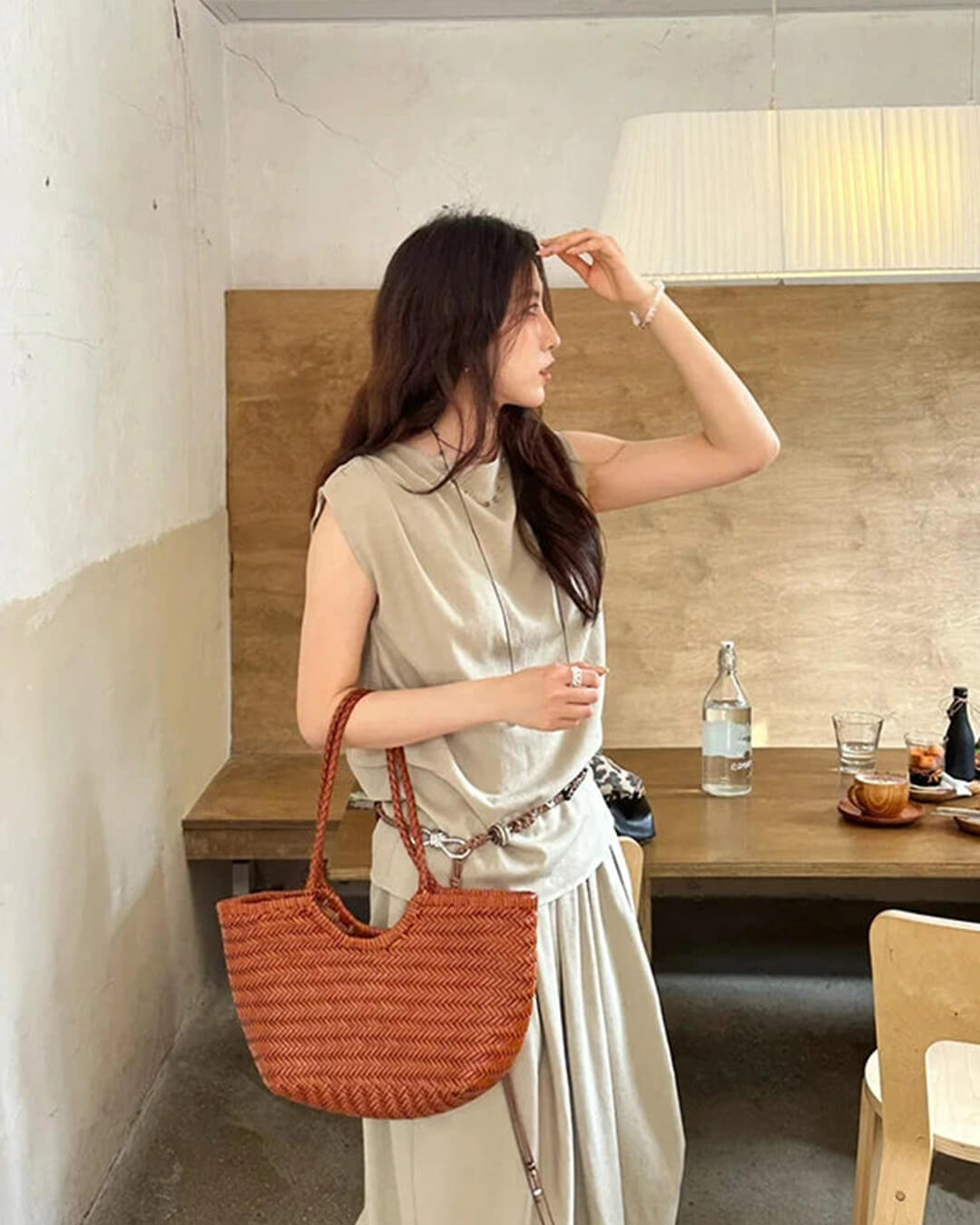 Alba Woven Tote Bag in Green