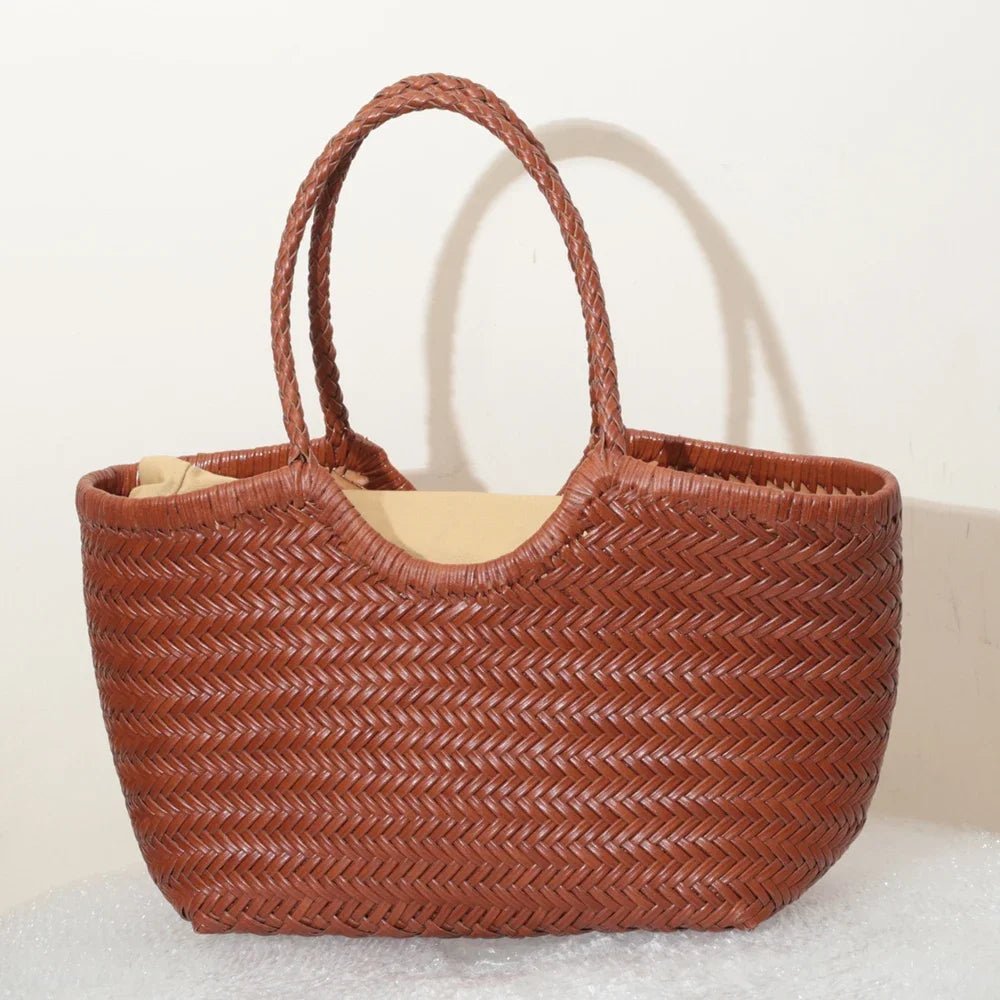 Alba Woven Tote Bag in Brown
