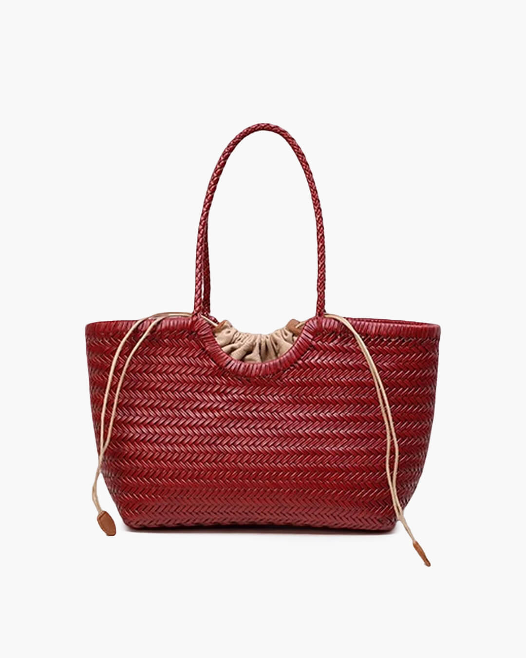 Alba Woven Tote Bag in Burgundy