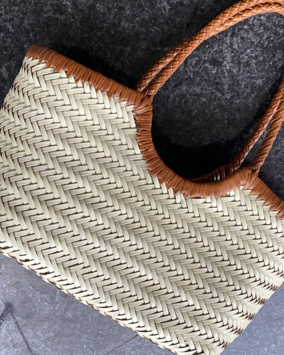 Alba Woven Tote Bag in Off-White