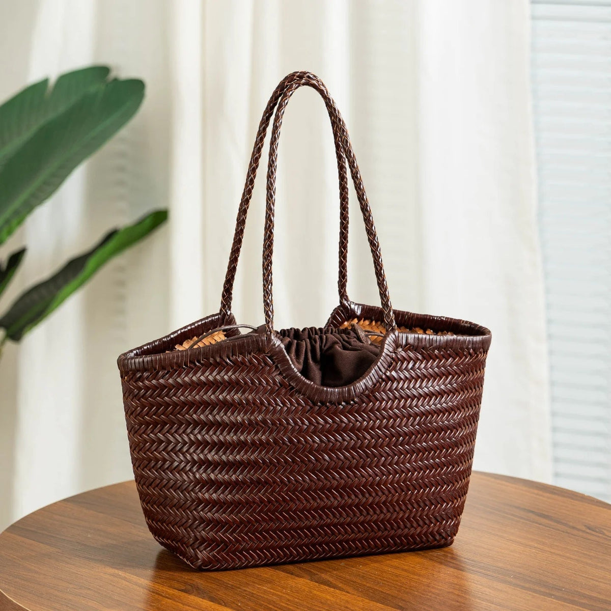 Alba Woven Tote Bag in Green