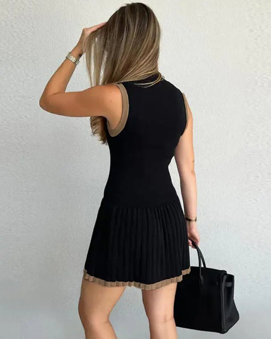 Πλεκτό φόρεμα Alice με χαμηλή μέση και σχέδιο με αντίθεση
