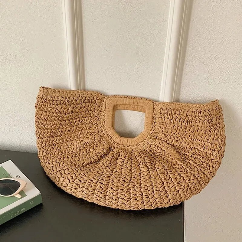 Bianca Half-Moon Rattan Tote Bag