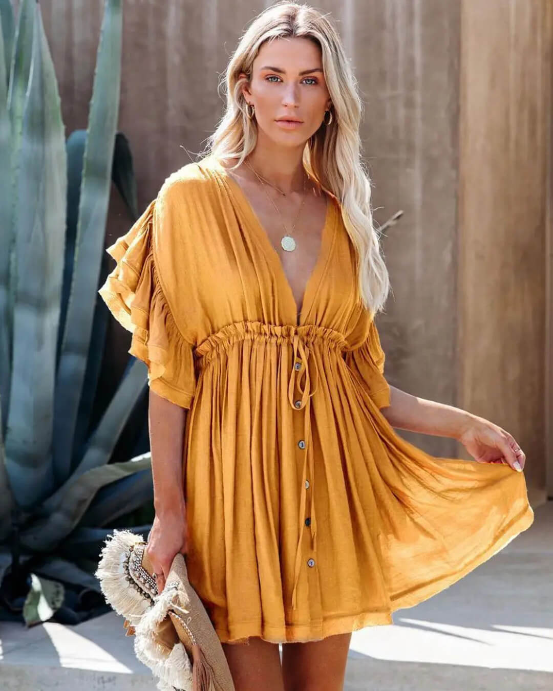 Μίνι boho φόρεμα babydoll Anabelle