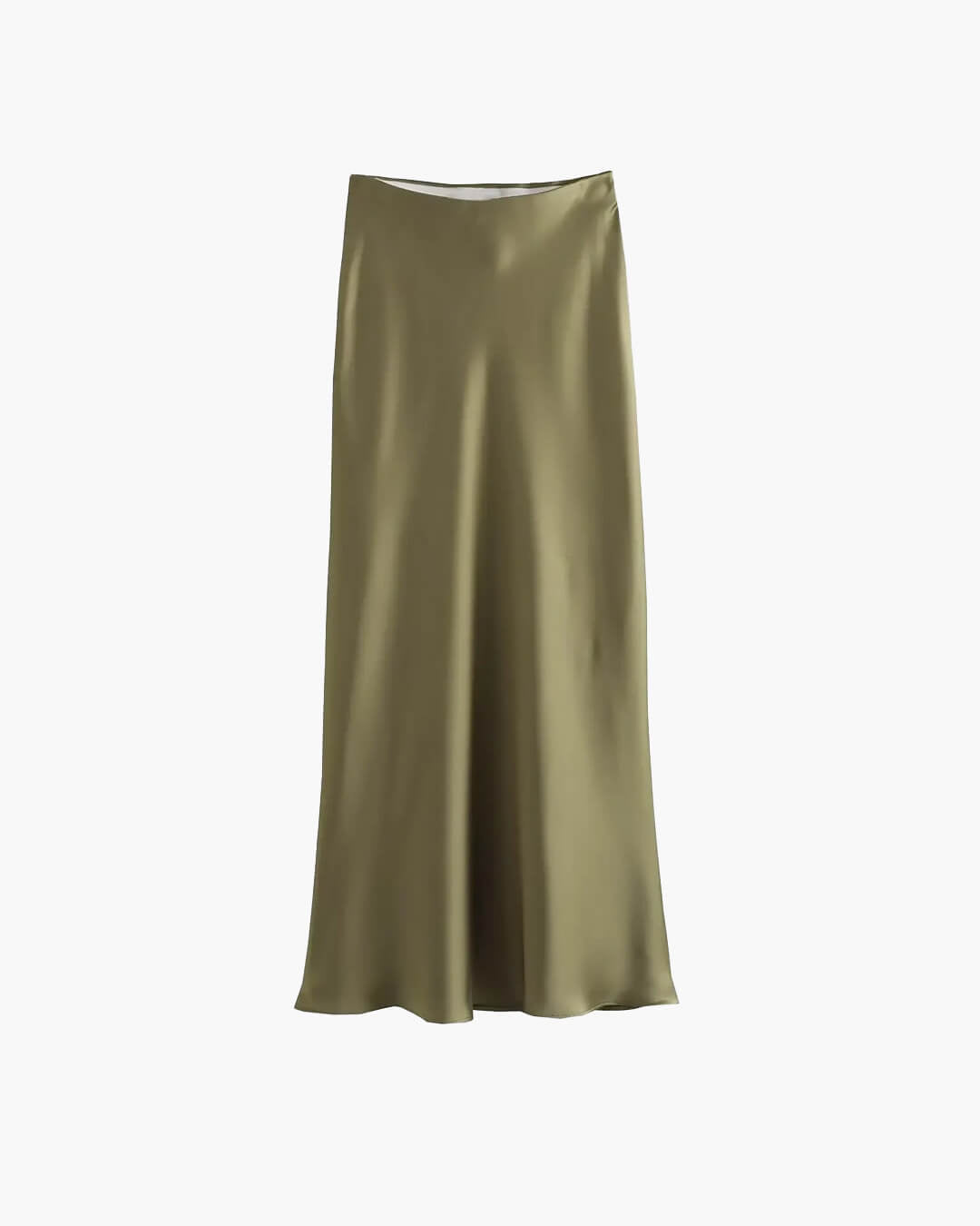 Anais High Waist Black Satin Midi Skirt