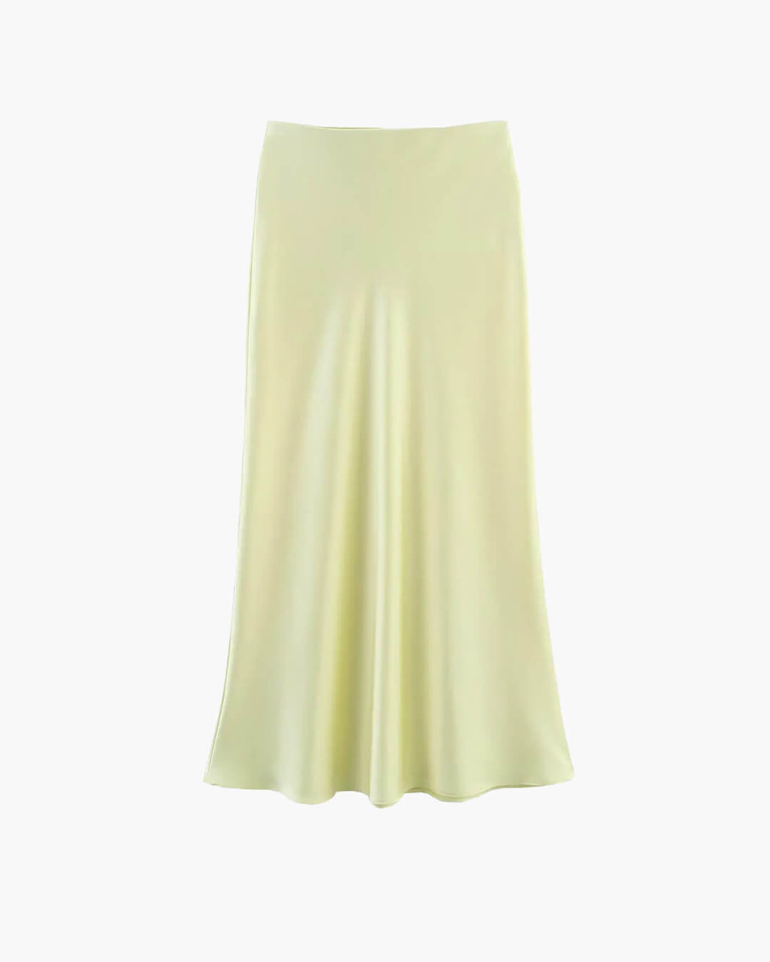 Anais High Waist Black Satin Midi Skirt