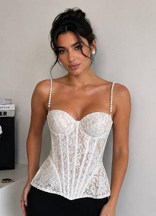 Aneyla Lace Sheer Bustier Cami Top