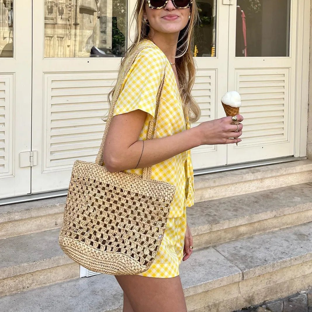 Καρό σετ πιτζάμας Anna με babydoll μπλούζα