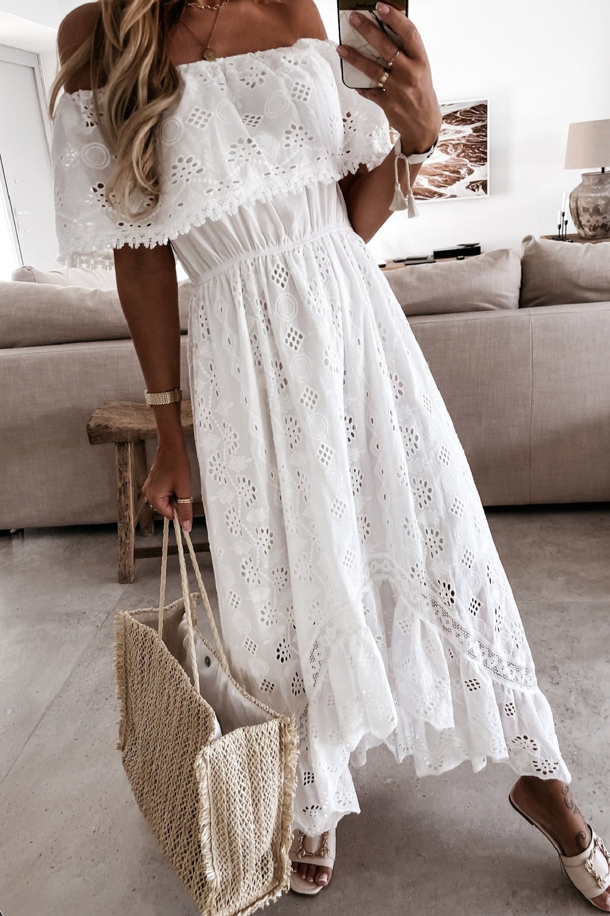 Μάξι boho φόρεμα Aurore με ακάλυπτους ώμους