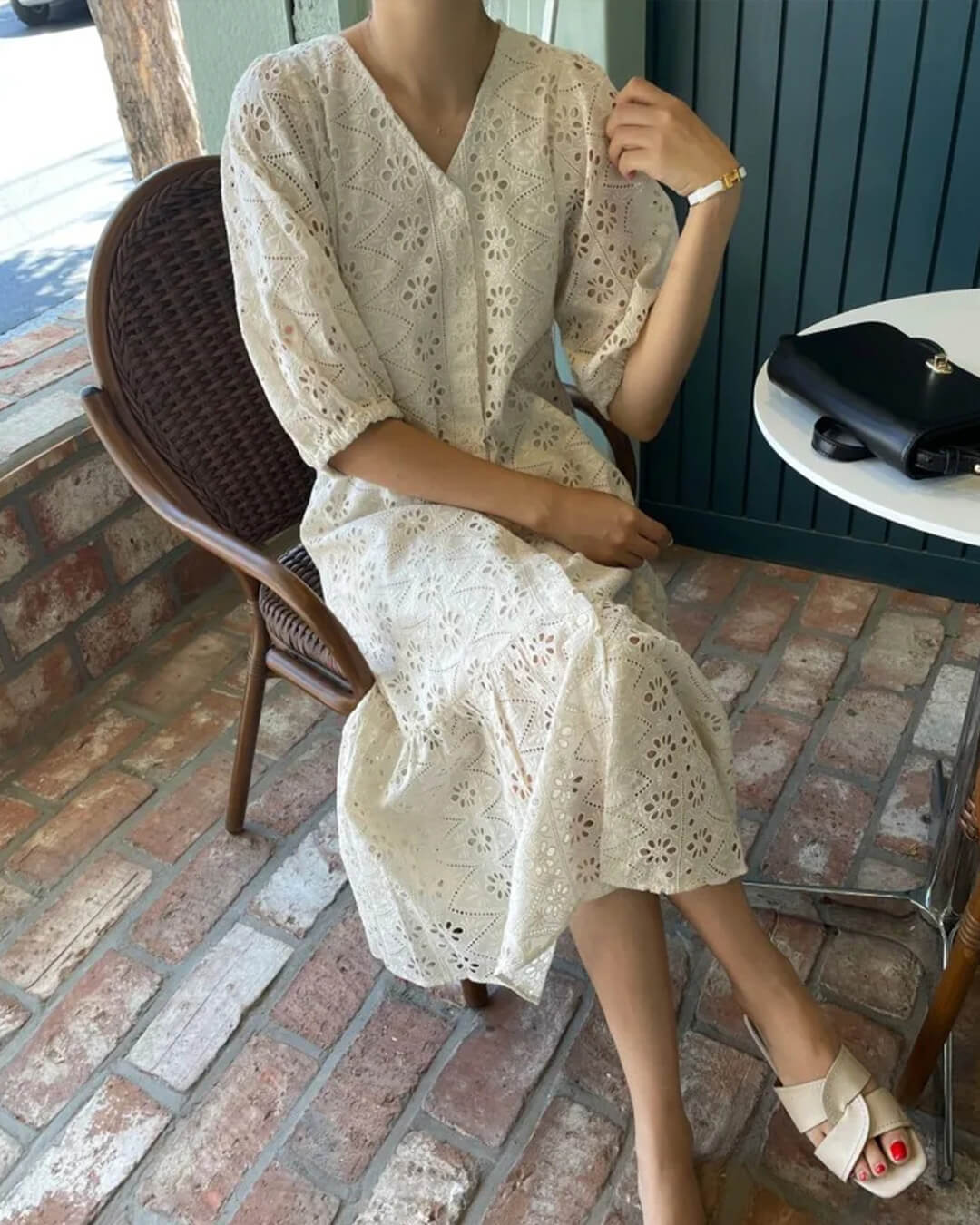 Ava V-Neck Embroidered Maxi Dress