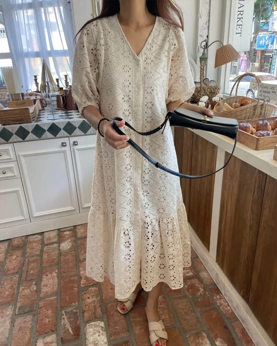 Ava V-Neck Embroidered Maxi Dress
