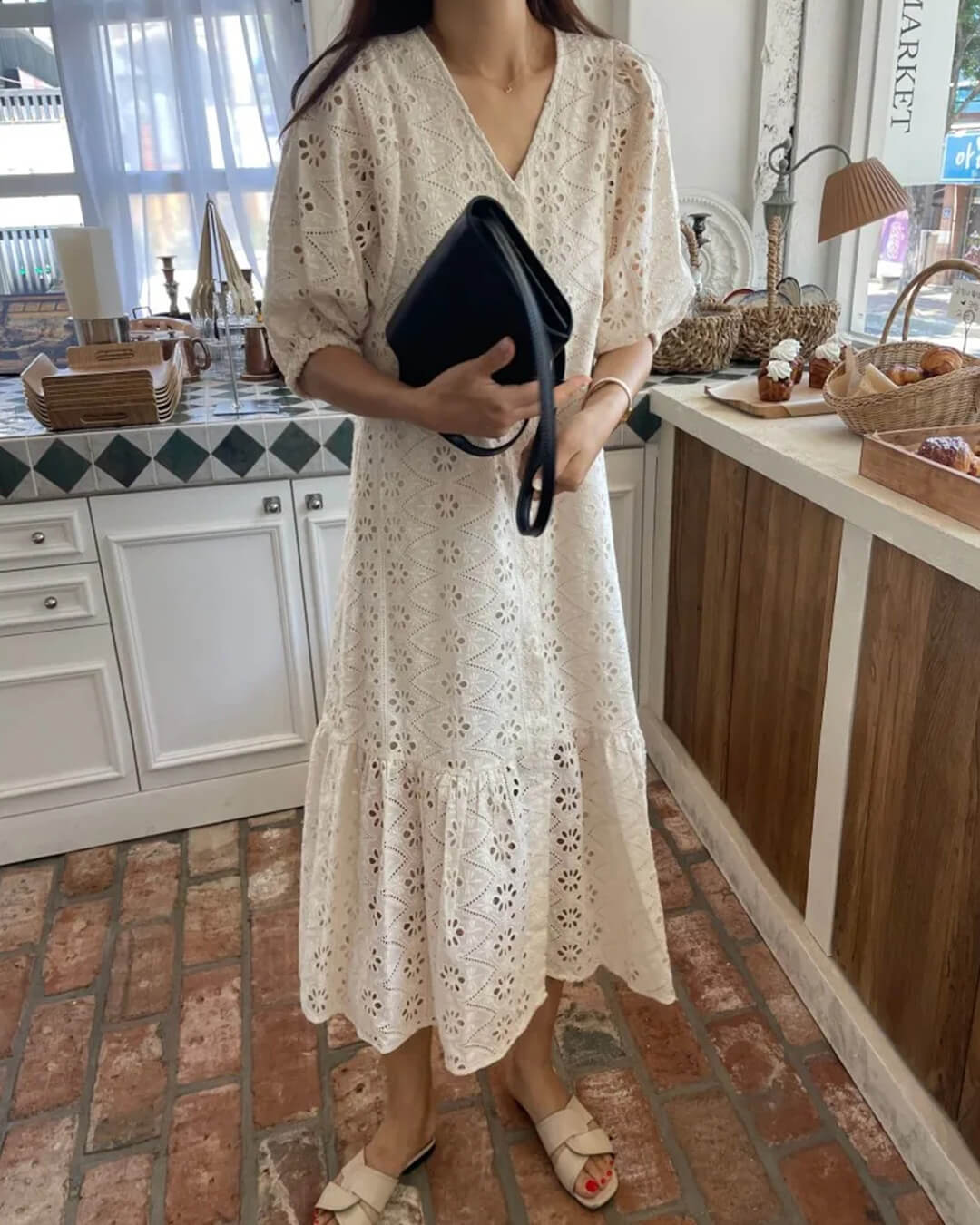Ava V-Neck Embroidered Maxi Dress