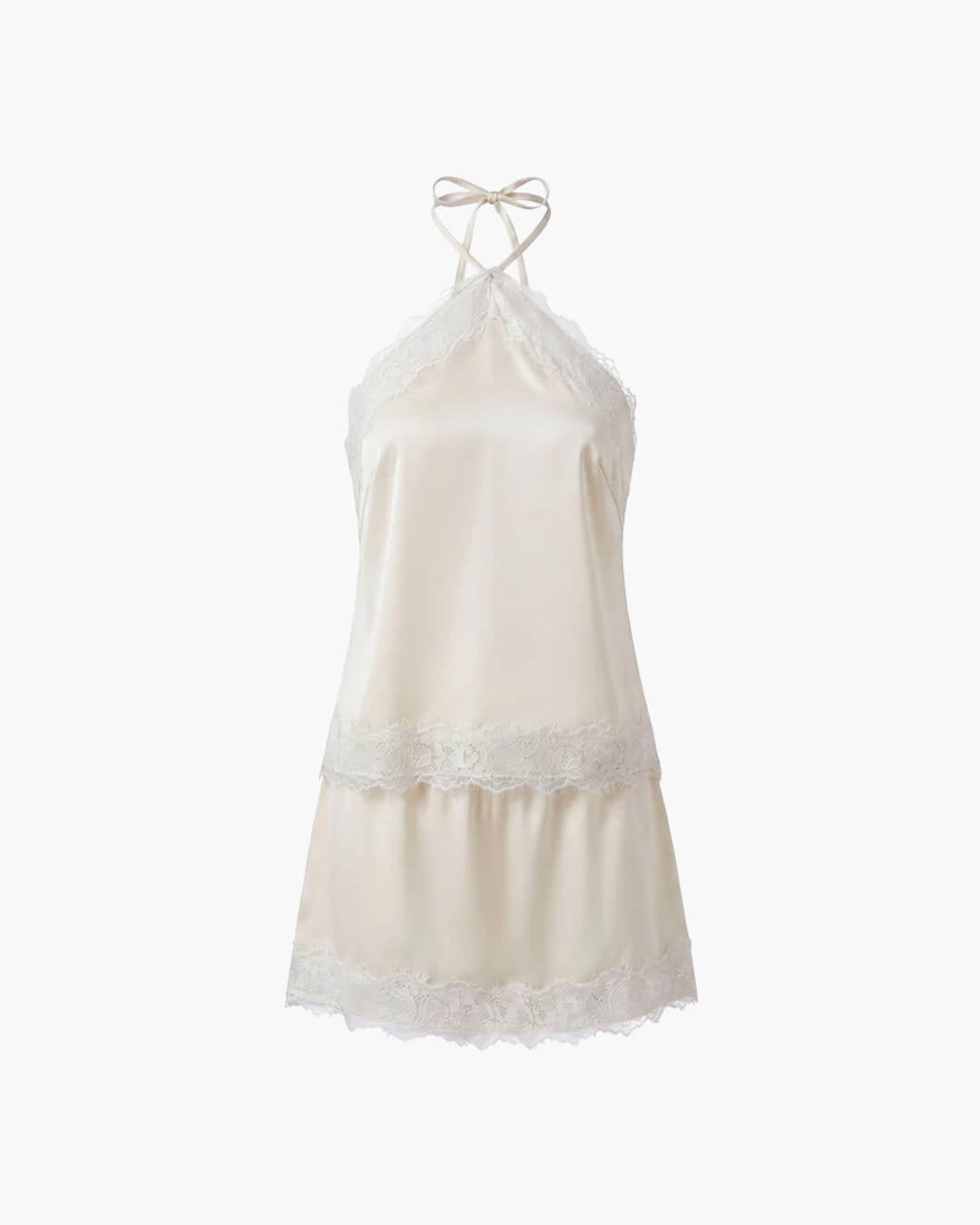 Σετ Bianca από σατέν με halter λαιμόκοψη, δύο τεμαχίων