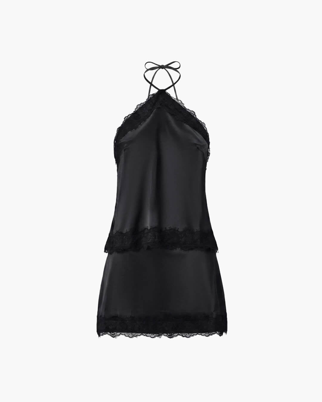 Σετ Bianca από σατέν με halter λαιμόκοψη, δύο τεμαχίων