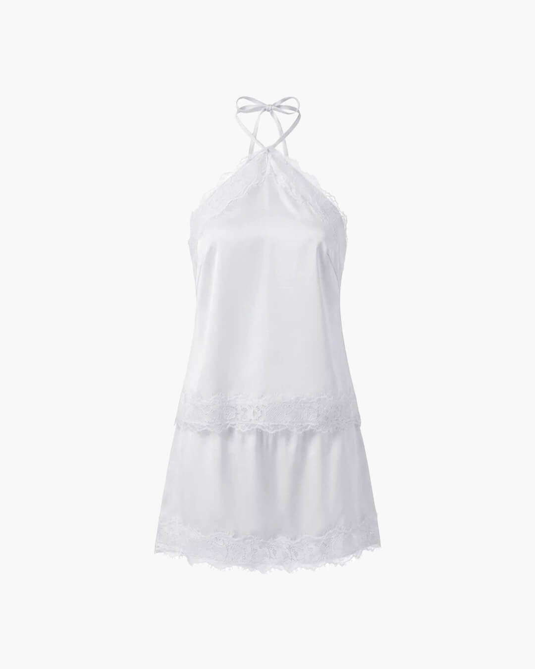 Σετ Bianca από σατέν με halter λαιμόκοψη, δύο τεμαχίων