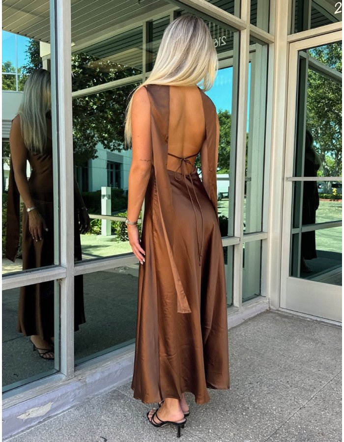 Σατέν μάξι φόρεμα Bianca με μαντίλι