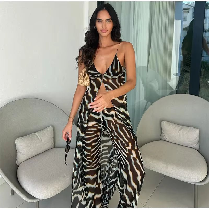 Σετ Bianca με τουνίκ τοπ και παντελόνι με μοτίβο ζέβρας