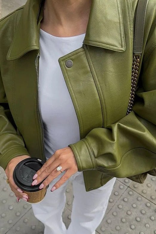 Vintage πράσινο jacket Bilge από συνθετικό δέρμα