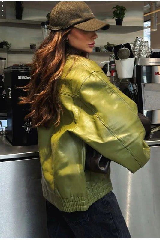 Vintage πράσινο jacket Bilge από συνθετικό δέρμα