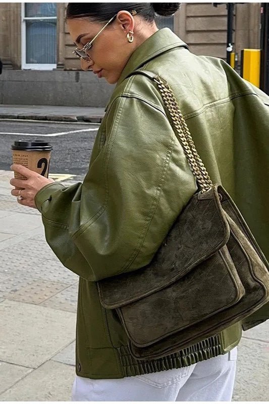 Vintage πράσινο jacket Bilge από συνθετικό δέρμα