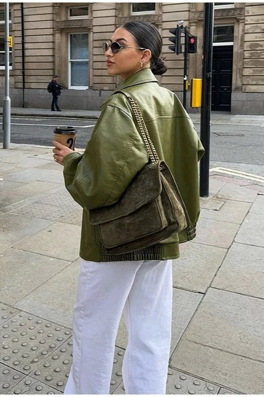 Vintage πράσινο jacket Bilge από συνθετικό δέρμα