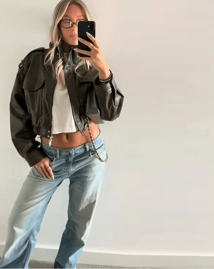 Μπουφάν bomber από συνθετικό δέρμα Brianna