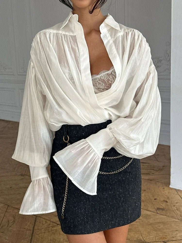 Διάφανη μπλούζα με κουμπιά Brielle