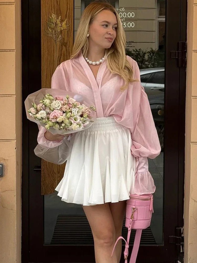 Διάφανη μπλούζα με κουμπιά Brielle