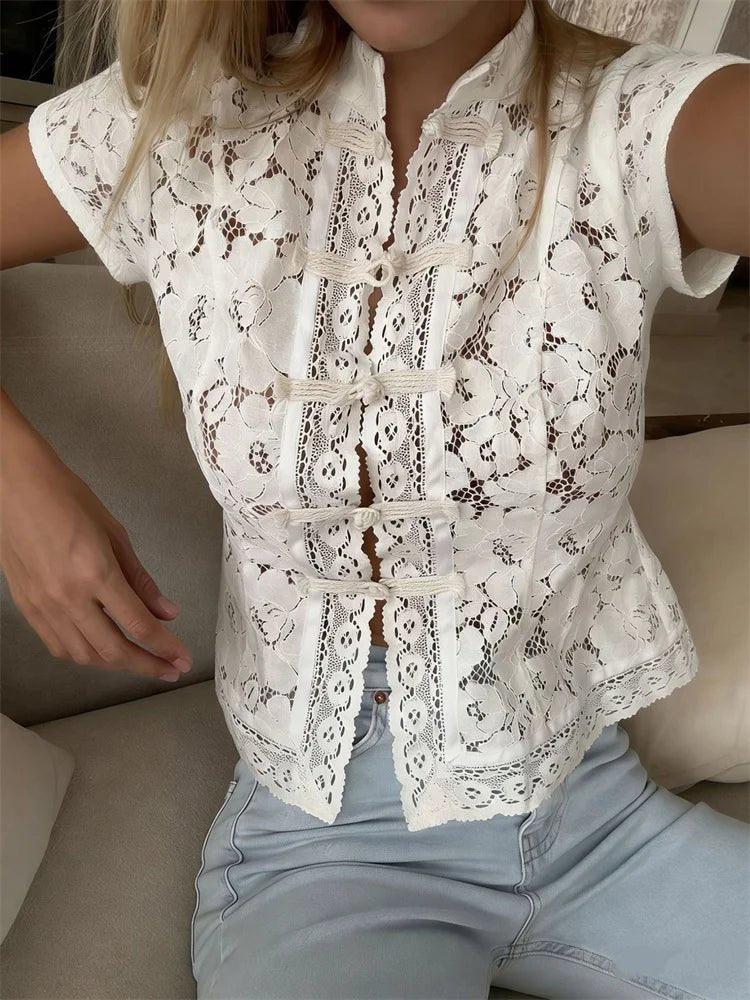 Ζακέτα Brielle με δαντελένιο patchwork