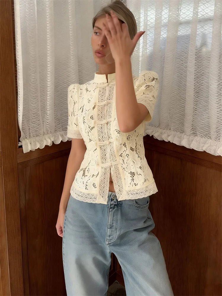 Ζακέτα Brielle με δαντελένιο patchwork