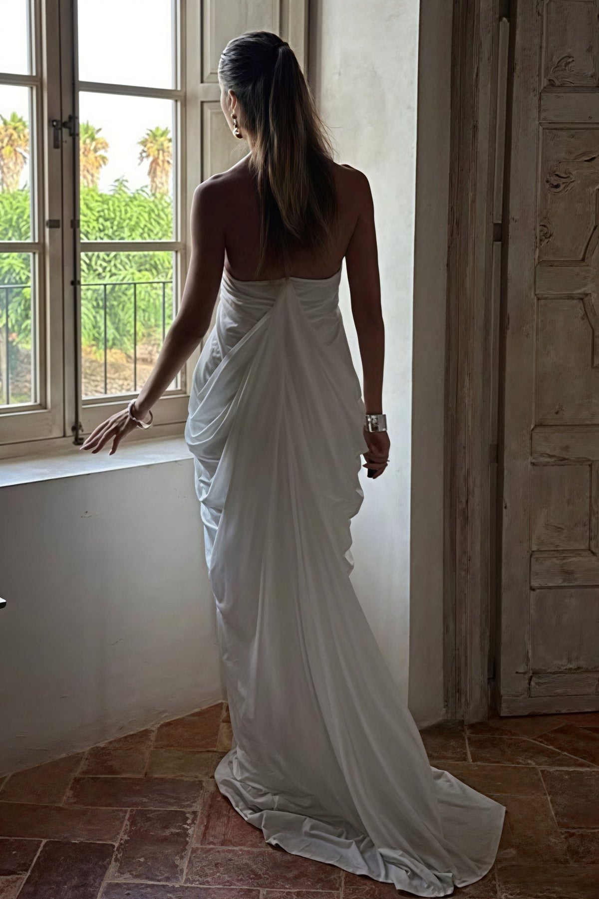 Beatrice Ruffled Halter Tulle Maxi Dress