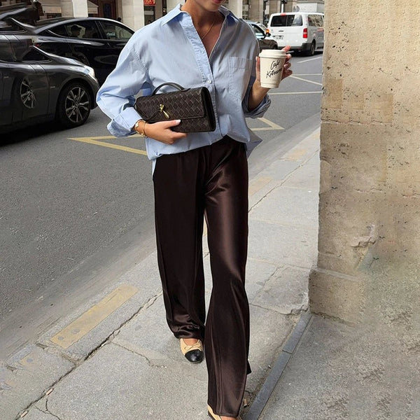 Cameron Satin Flare Leg Pants