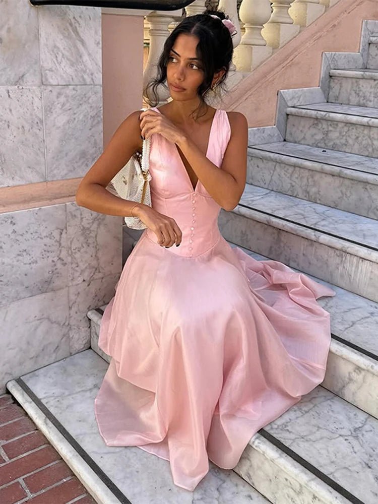 Αμάνικο μίντι φόρεμα Candice με V λαιμόκοψη