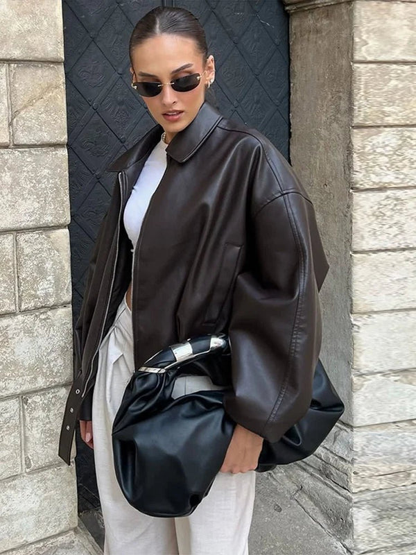 Δερμάτινο biker μπουφάν Carine