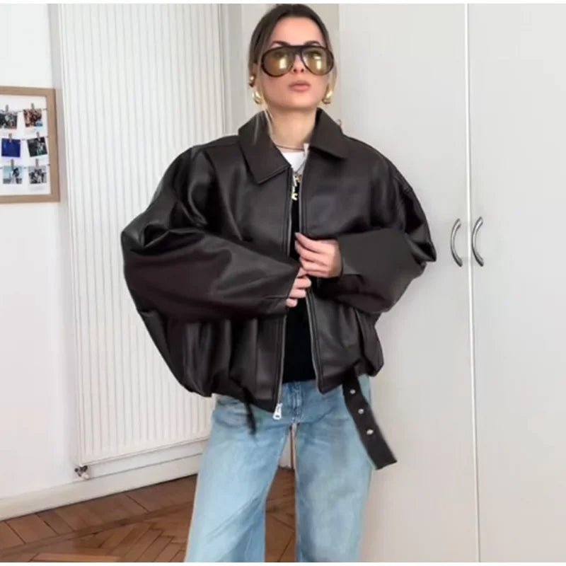 Δερμάτινο biker μπουφάν Carine
