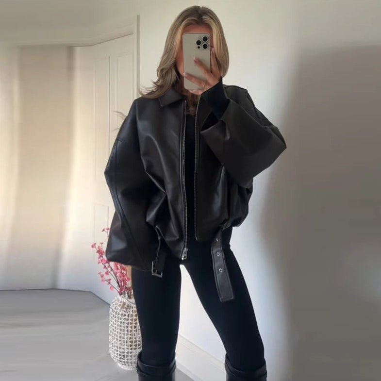 Δερμάτινο biker μπουφάν Carine