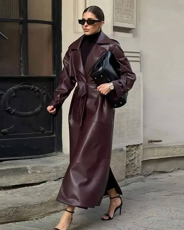 Cassy Μακρύ καμπαρντίνα από συνθετικό δέρμα