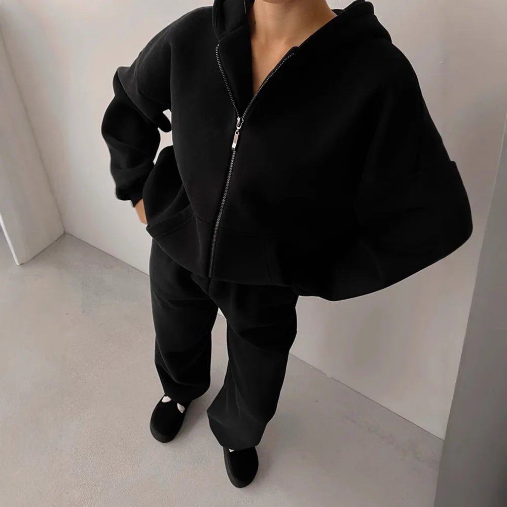 Σετ 2 τεμαχίων Cecilia Oversized φούτερ με κουκούλα και παντελόνι φόρμας