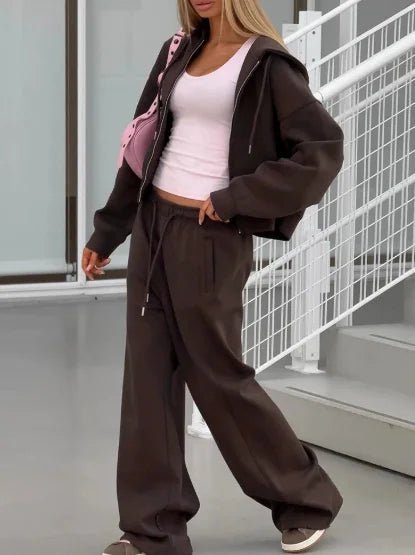 Σετ 2 τεμαχίων Cecilia Oversized φούτερ με κουκούλα και παντελόνι φόρμας