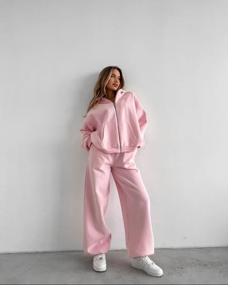 Σετ 2 τεμαχίων Cecilia Oversized φούτερ με κουκούλα και παντελόνι φόρμας