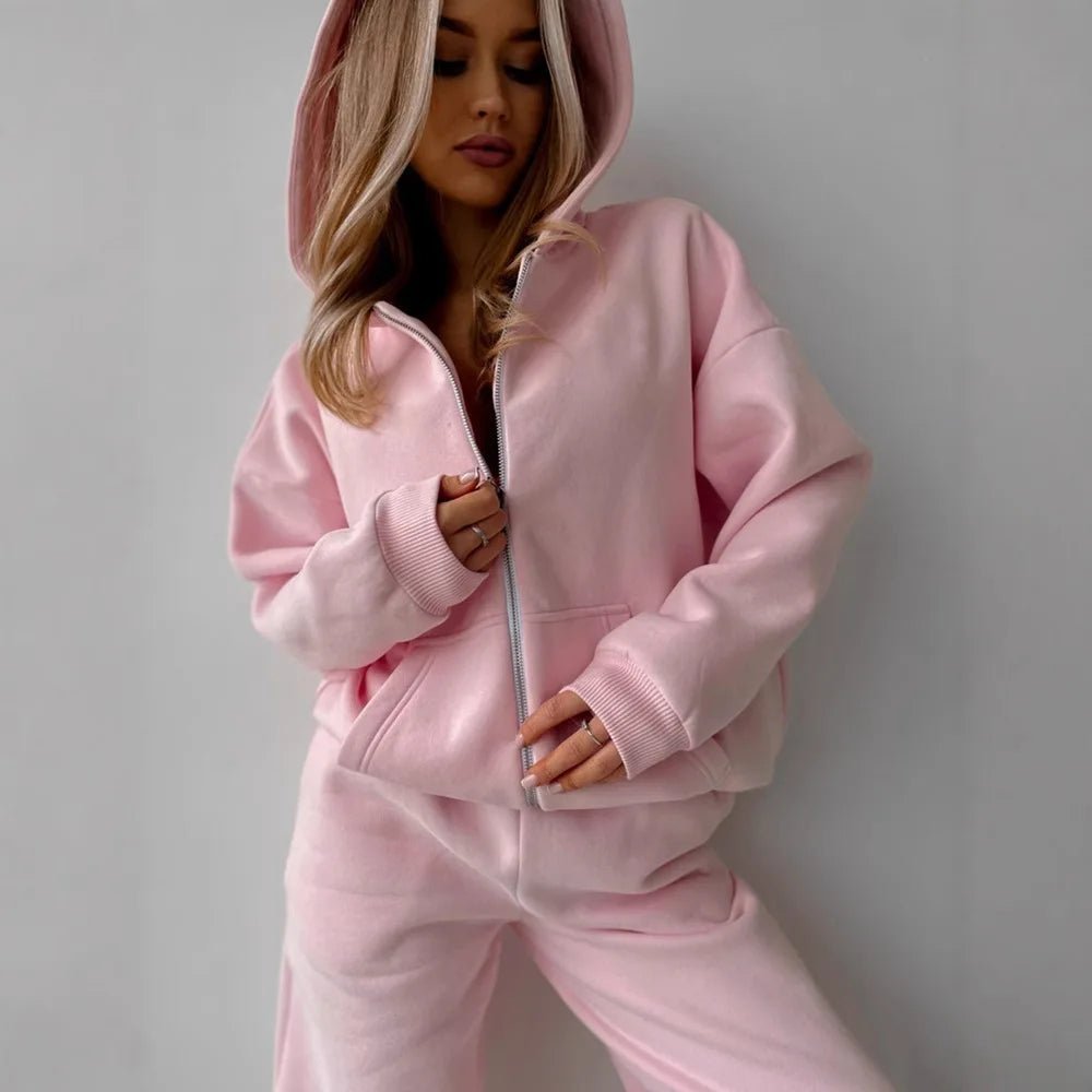 Σετ 2 τεμαχίων Cecilia Oversized φούτερ με κουκούλα και παντελόνι φόρμας