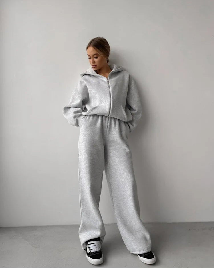 Σετ 2 τεμαχίων Cecilia Oversized φούτερ με κουκούλα και παντελόνι φόρμας